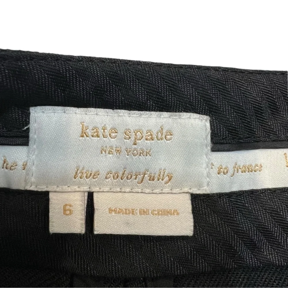 Kate Spade New York Wool blend Crop Black Pants Gold Zippers Sz 6